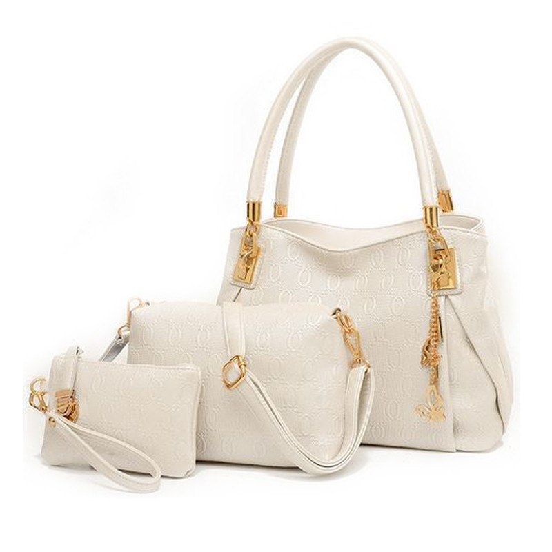 Women's three-piece PU handbag, messenger bag and purse set