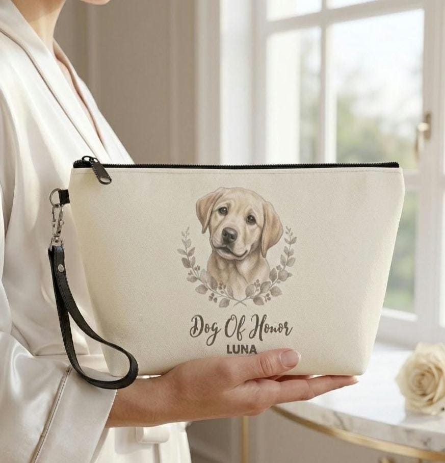 Personalized Dog of Honor Cosmetic Bag | Custom Pet Wedding Pouch