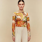 Floral Sheer Mesh Top | Long Sleeve Festival Layering Top