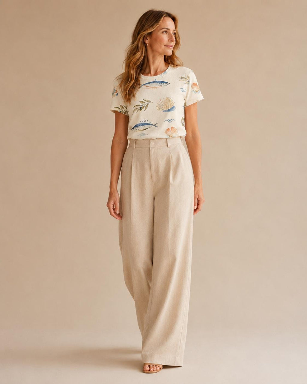Mediterranean Sardine Cotton T-Shirt | Coastal Shell Graphic Tee
