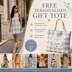 Blue Gingham Bird Mini Dress | Coastal Picnic Pocket Dress