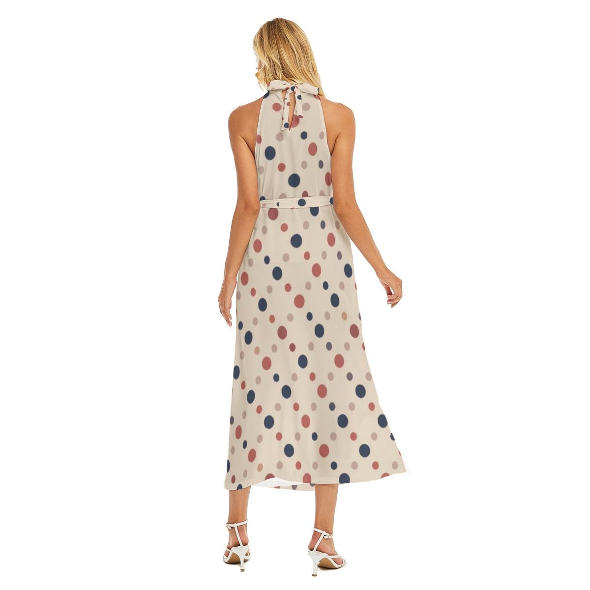 Polka Dot Halter Maxi Dress | Elegant Vacation Wedding Guest Dress