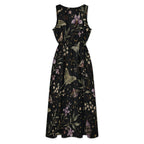 Midnight Botanical Maxi Dress with Pockets | V-Neck Resort Dress