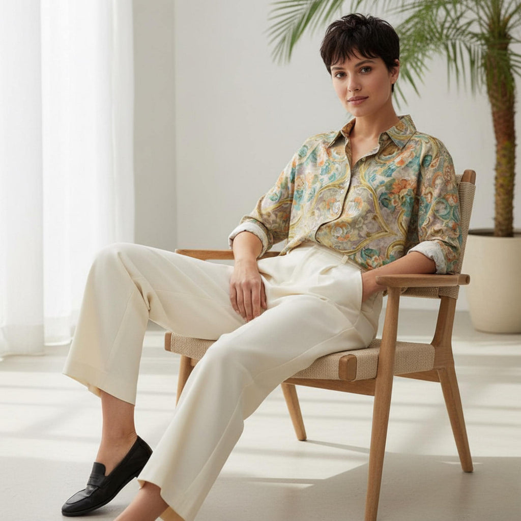 Baroque Print Button-Down Shirt | Unisex Vintage Statement Top
