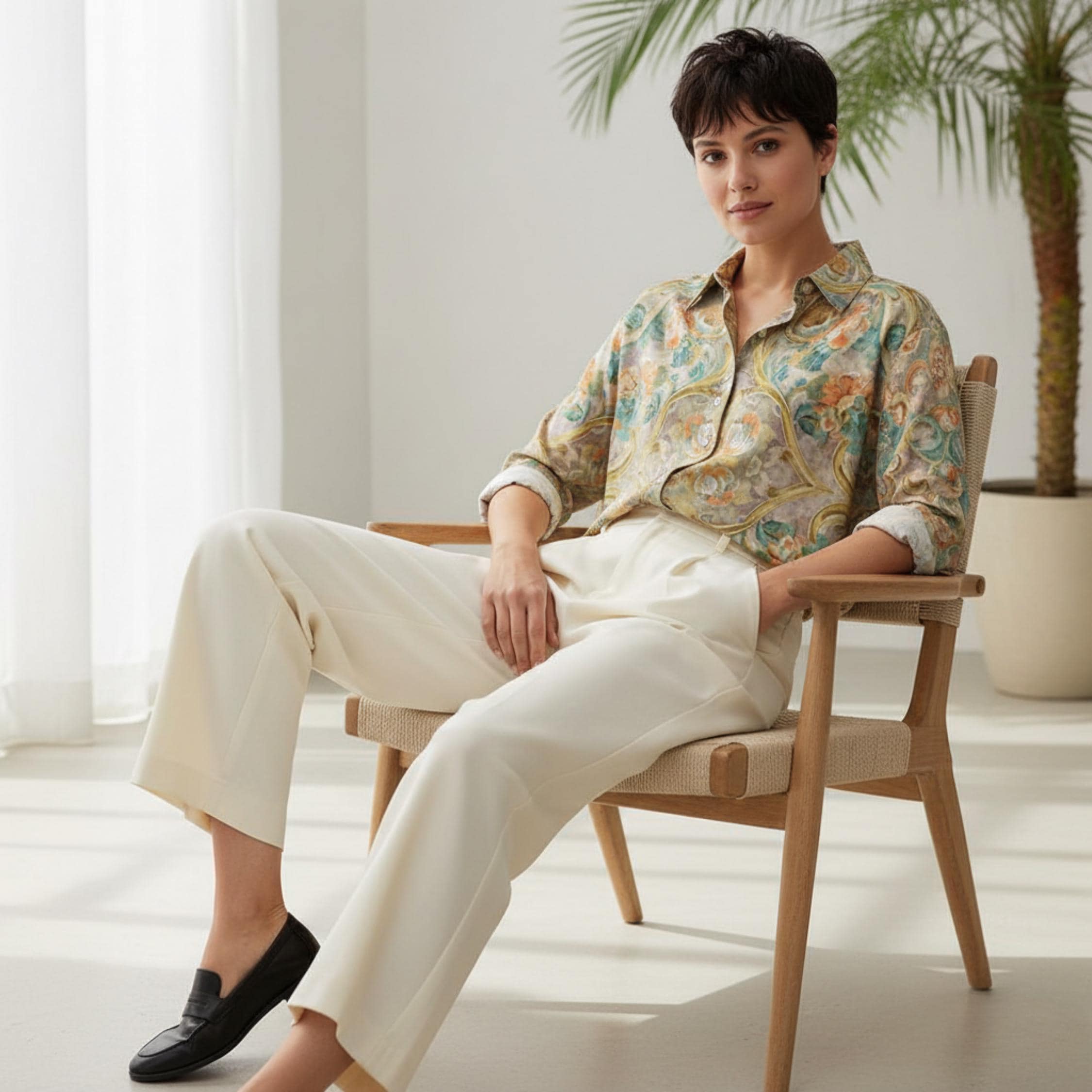Baroque Print Button-Down Shirt | Unisex Vintage Statement Top