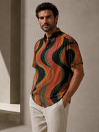 Men’s Retro Wave Cotton Resort Shirt | 70s Mediterranean Button-Up