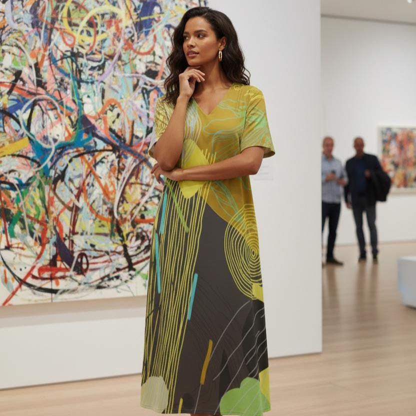 Abstract Art T-Shirt Dress | Modern Geometric Travel Dress