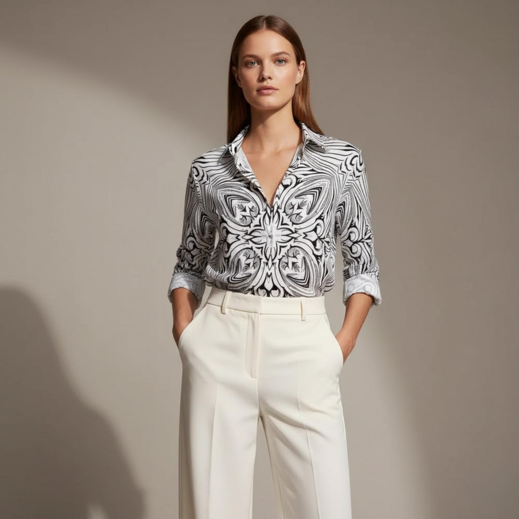 Black White Geometric Shirt | Unisex Baroque Artwear Top
