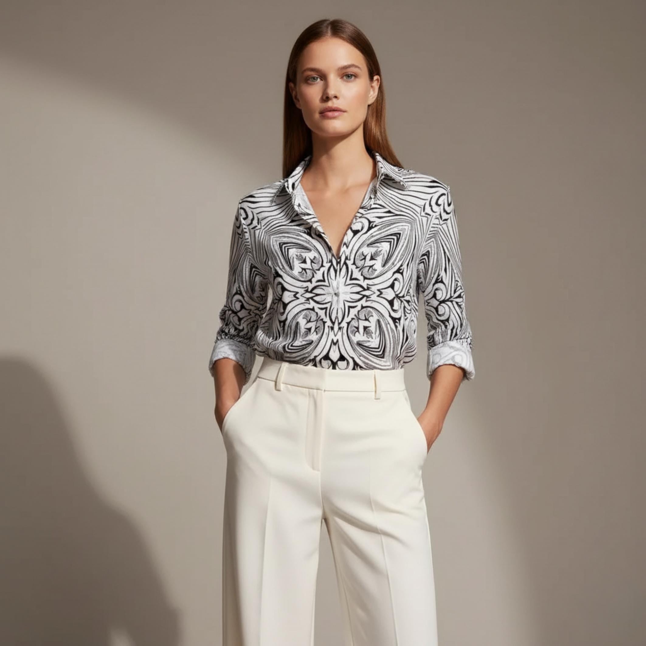 Black White Geometric Shirt | Unisex Baroque Artwear Top