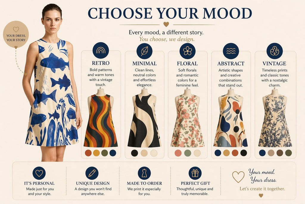 Custom A-Line Mini Dress | Personalized Print Summer Dress
