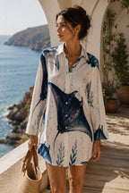 Manta Ray Mini Shirt Dress | Coastal Resort Vacation Dress