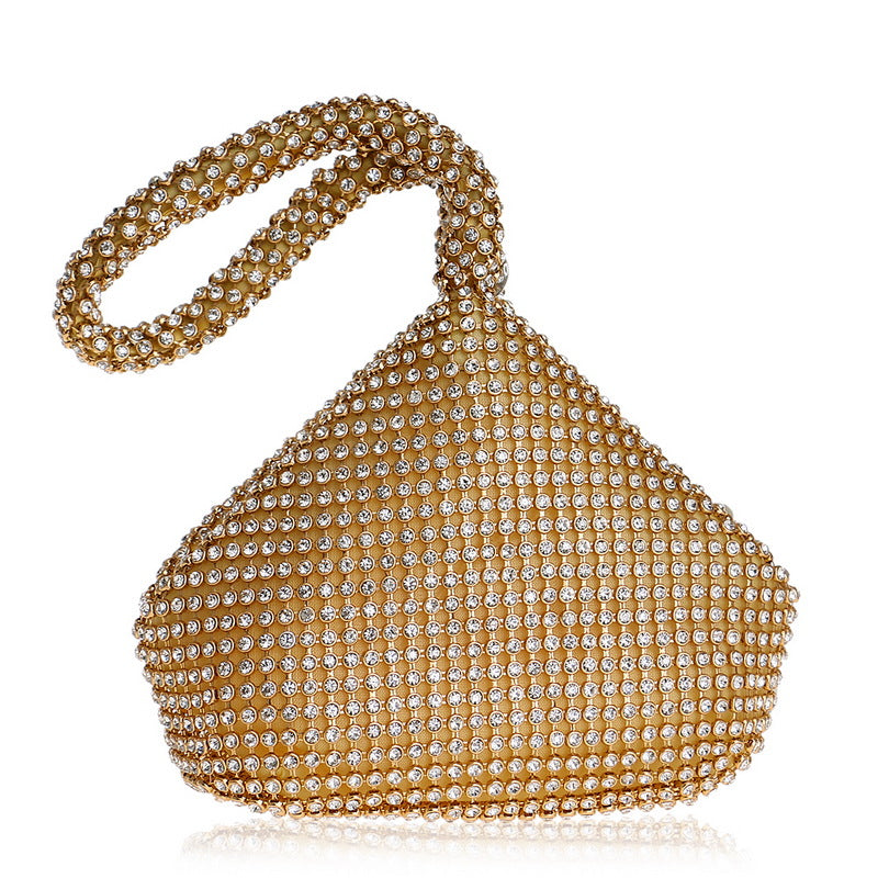 Women's rhinestone wristlet evening bag in gold, silver or black