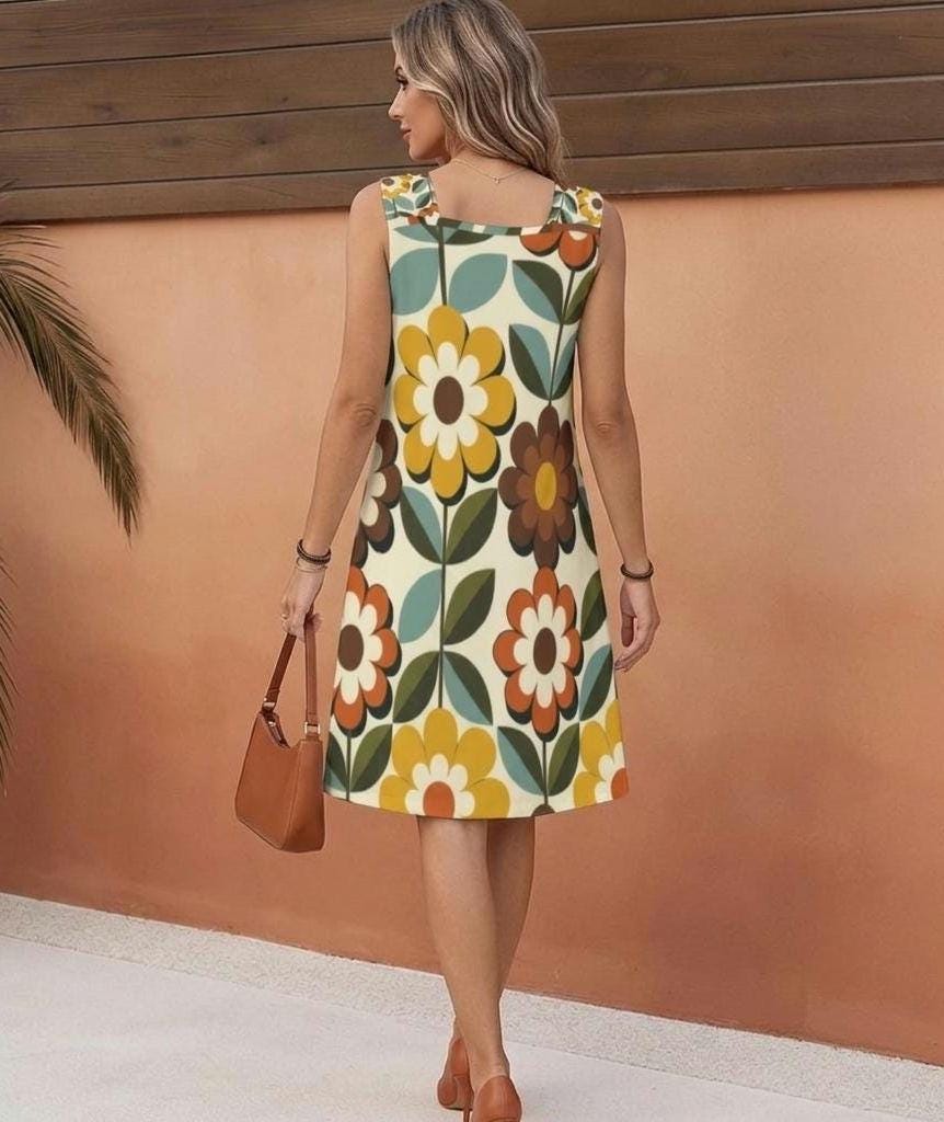 Retro Floral Mini Dress | Sleeveless Resort Vacation Dress