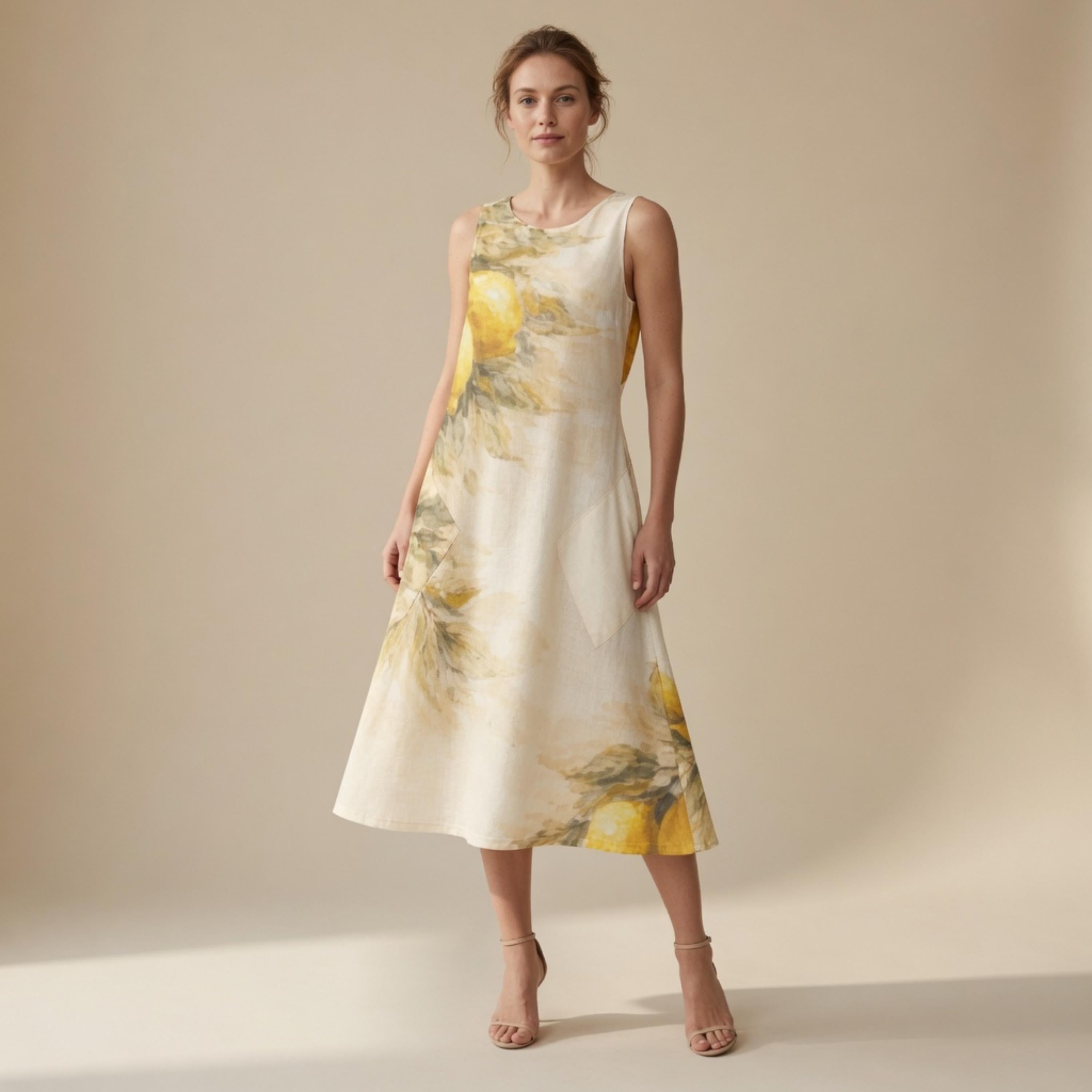 Personalized Lemon Midi Dress | Custom Name Mediterranean Summer Dress