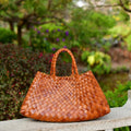 Women's woven cowhide leather tote bag in small or large size