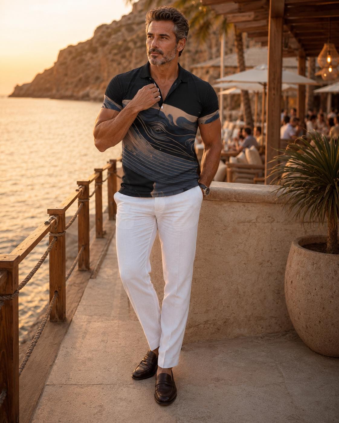 Men’s Whale Art Polo Shirt | Ocean Lover Beach Club Resort Wear