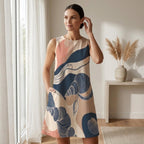 Seashell Abstract A-Line Pocket Dress | Coastal Summer Mini Dress