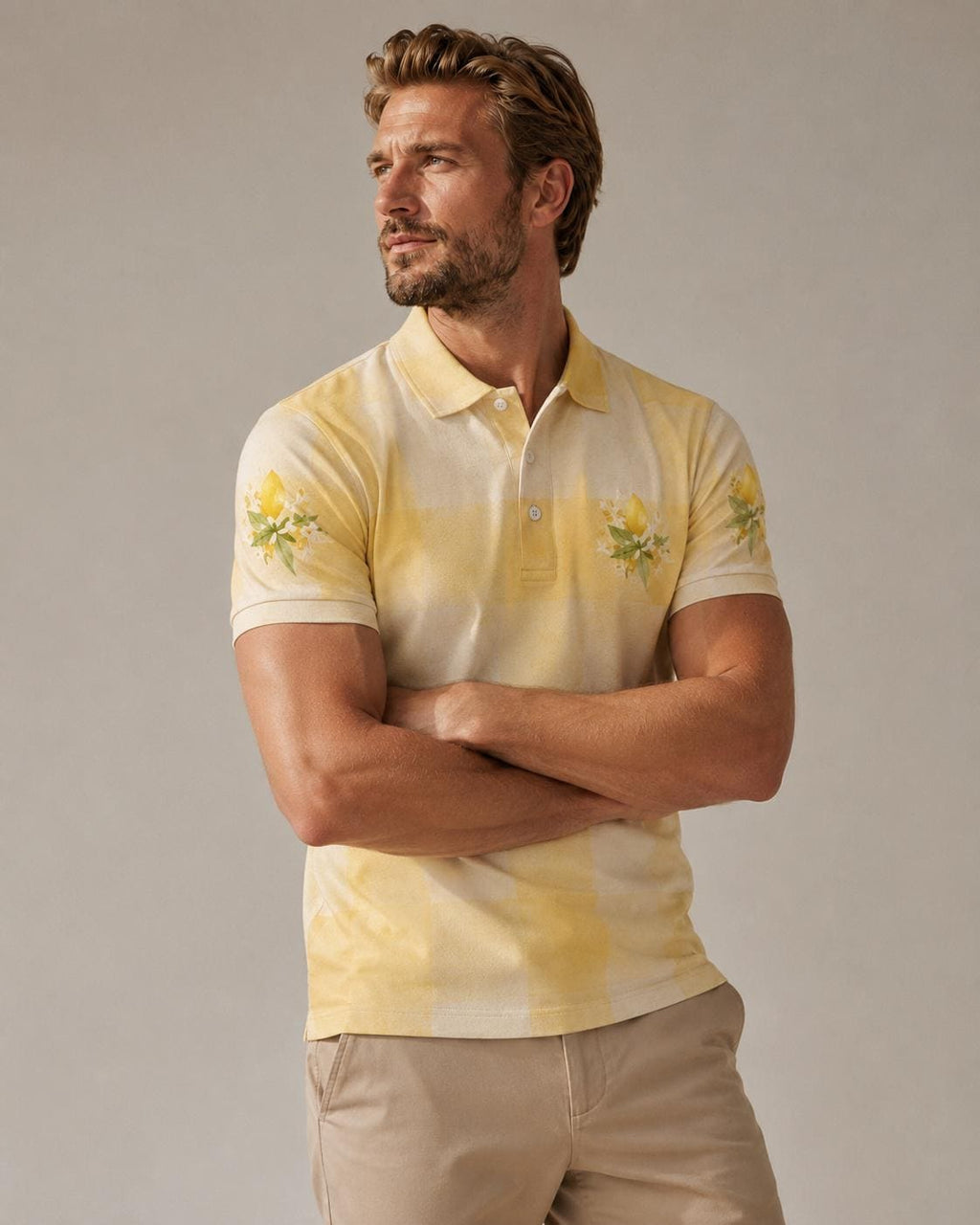 Men’s Lemon Print Polo Shirt | Mediterranean Coastal Resort Wear