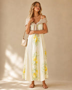 Watercolor Lemon Maxi Dress | Amalfi Spaghetti Strap Sundress