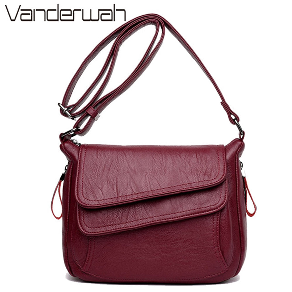 Women's genuine leather shoulder bag in six color options