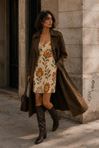 Retro Floral Slip Mini Dress | 70s Boho Vacation Dress