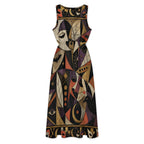 Gothic Halloween Maxi Dress with Pockets | Black Cat Pumpkin