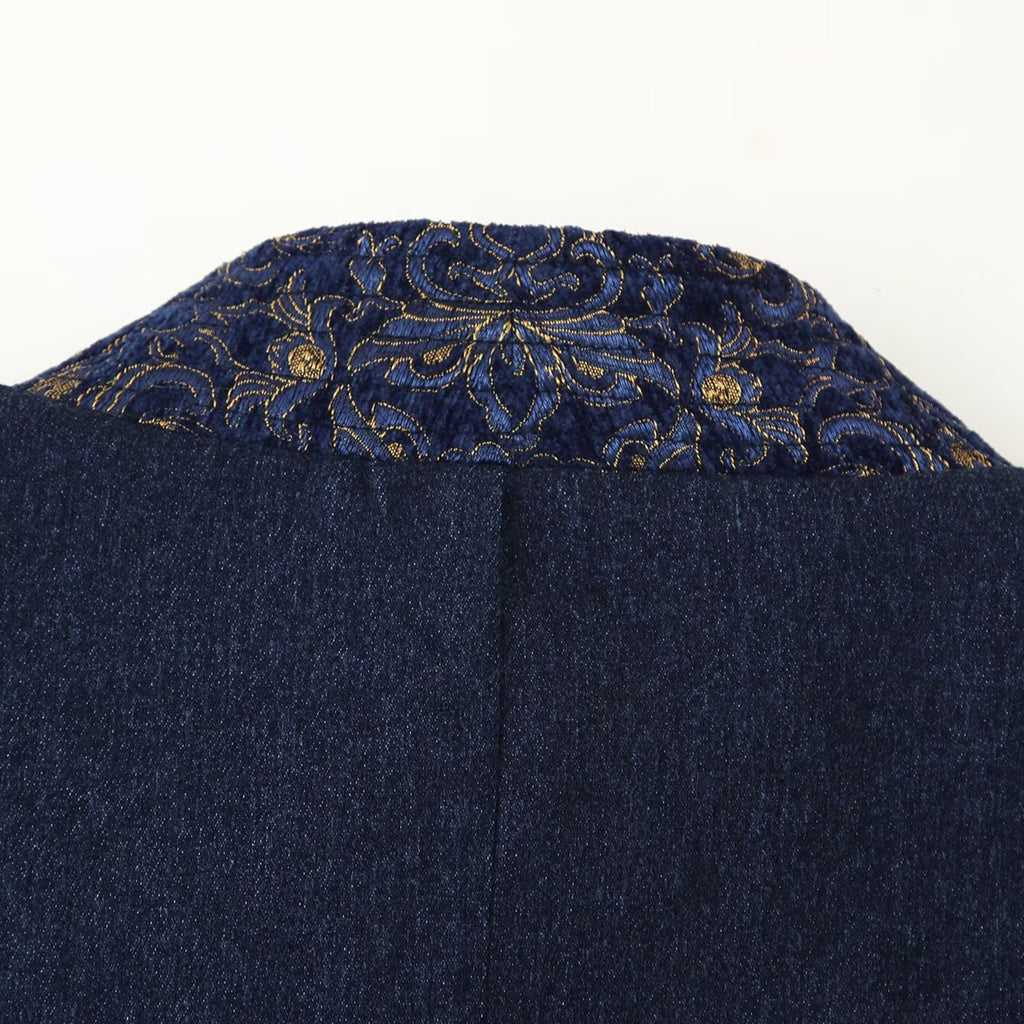 Women's relaxed denim-effect kimono-style jacket