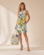 Watercolor Lemon A-Line Dress | Amalfi Pocket Vacation Dress