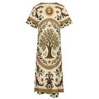 Ornate Arch 3/4 Sleeve Midi Dress | Neutral Heritage Print