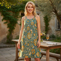 Cotton Floral Midi Dress | Sleeveless Loose Fit Summer Sundress