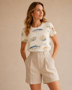 Mediterranean Sardine Cotton T-Shirt | Coastal Shell Graphic Tee