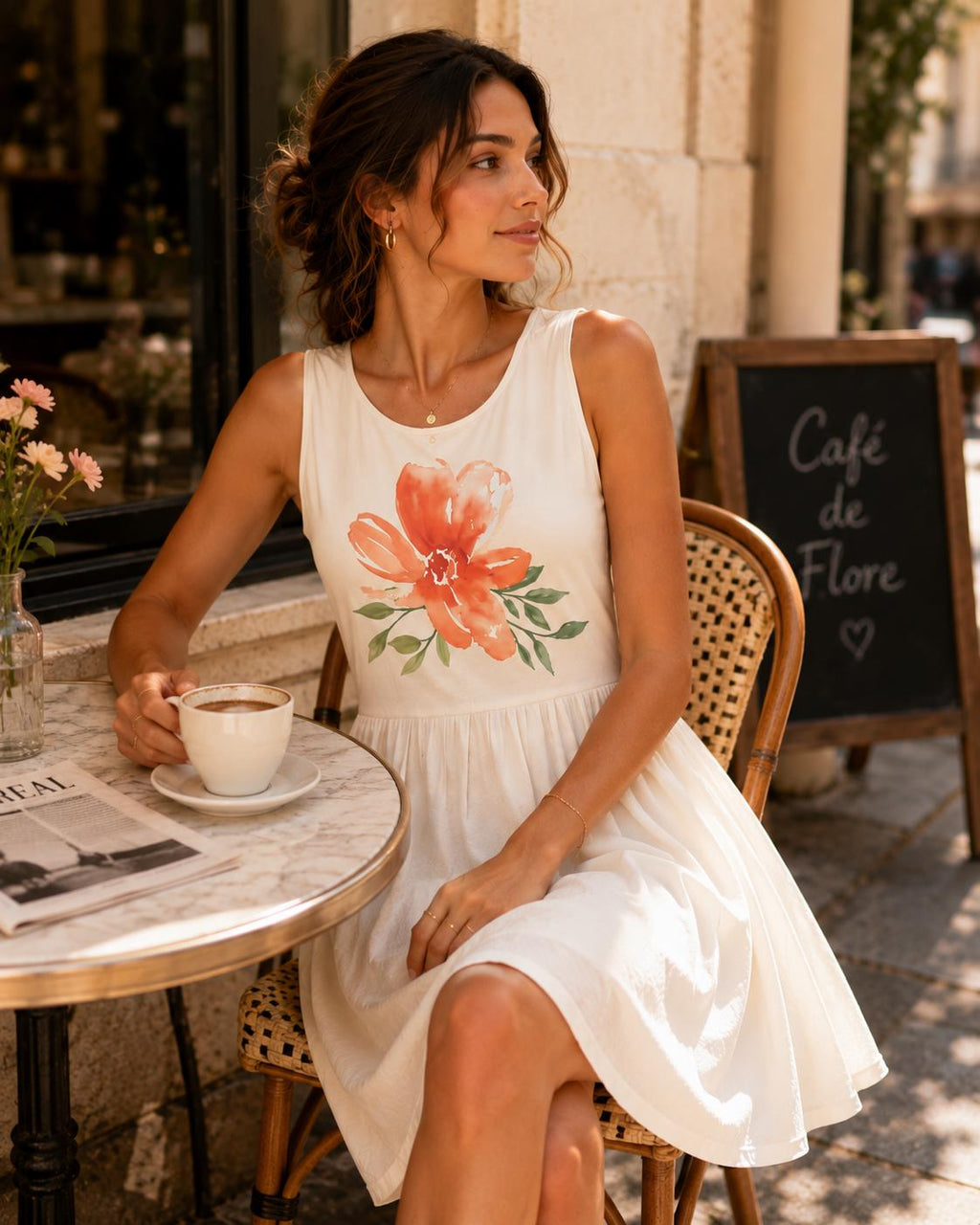 Watercolor Floral Mini Dress | Romantic Sleeveless Summer Dress