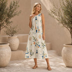 Lighthouse Cotton Midi Dress | Mediterranean Coastal Pocket Dress