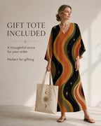 Retro Cosmic Kaftan Dress | Celestial Sun Moon Resort Wear