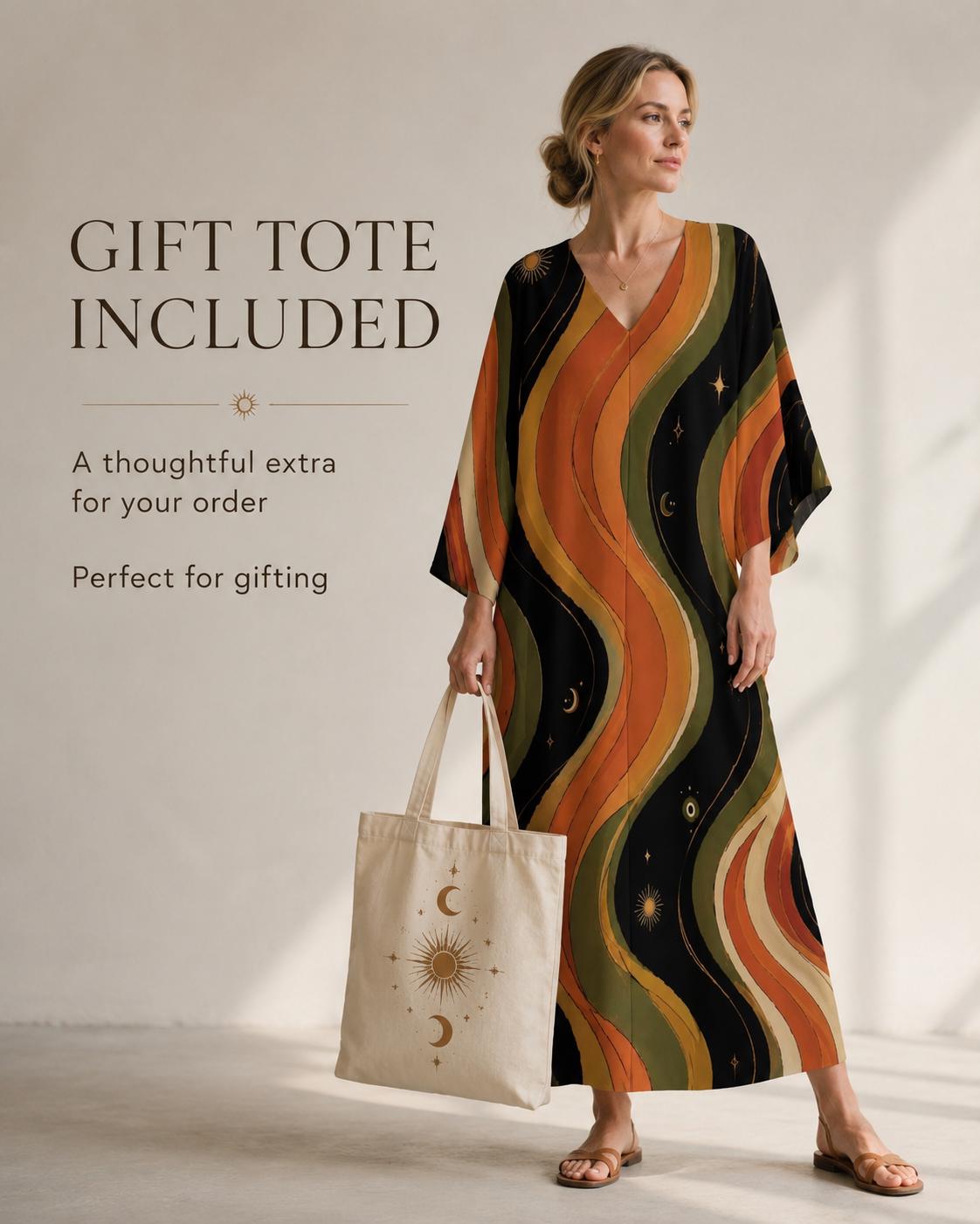 Retro Cosmic Kaftan Dress | Celestial Sun Moon Resort Wear