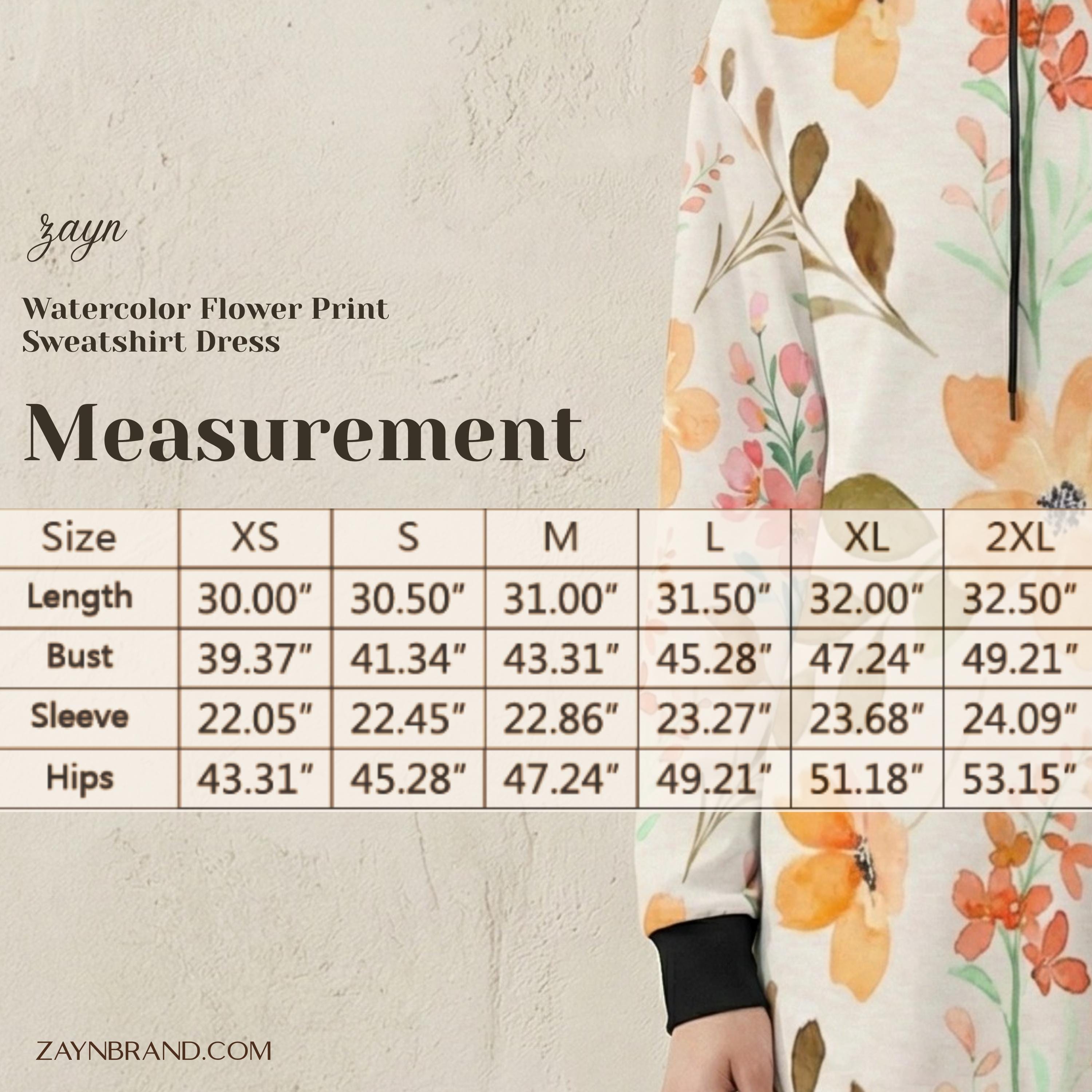 Watercolor Floral Hoodie Dress | Long Sleeve Casual Sweatshirt Dress