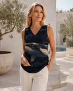 Artistic Whale V-Neck Tank Top | Dark Ocean