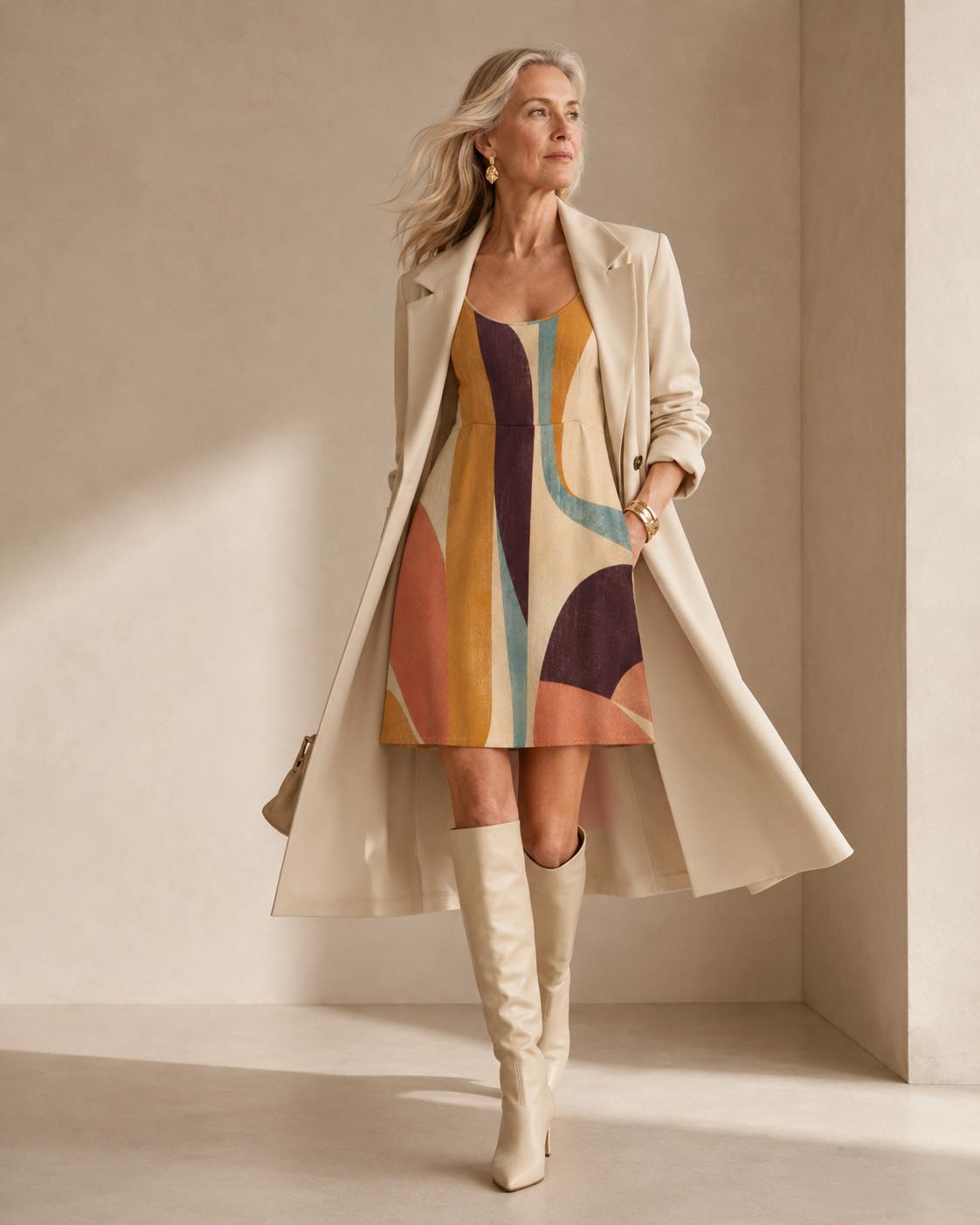 Abstract Spaghetti Strap Mini Dress | Retro Resort Sundress