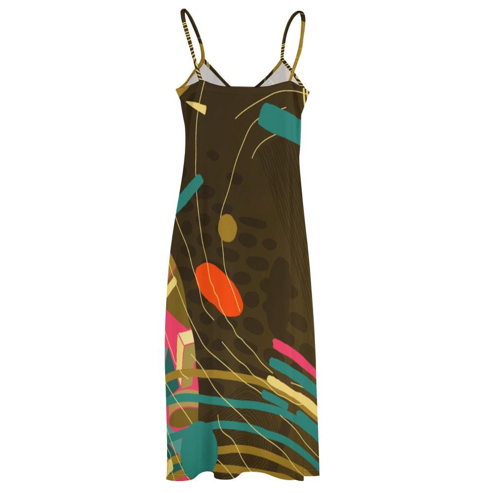 Boho Abstract Maxi Dress | Summer Sling Beach Cover-Up
