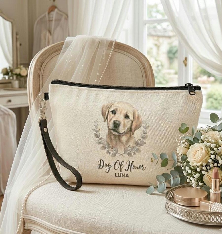 Personalized Dog of Honor Cosmetic Bag | Custom Pet Wedding Pouch