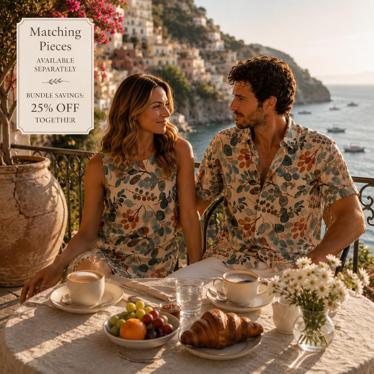 Men’s Botanical Watercolor Shirt | Coastal Summer Button-Up