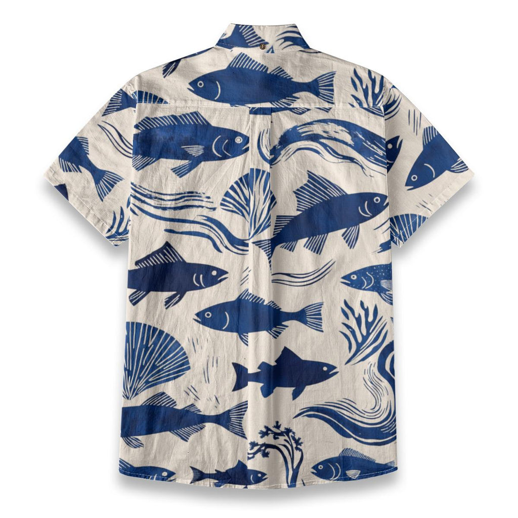 Men’s Mediterranean Fish Shirt | Coastal Resort Button-Up