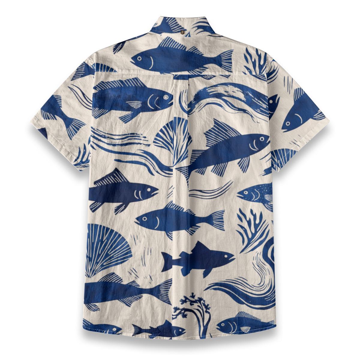 Men’s Mediterranean Fish Shirt | Coastal Resort Button-Up