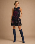 Gothic Rose Mini Dress | Dark Floral A-Line Pocket Dress
