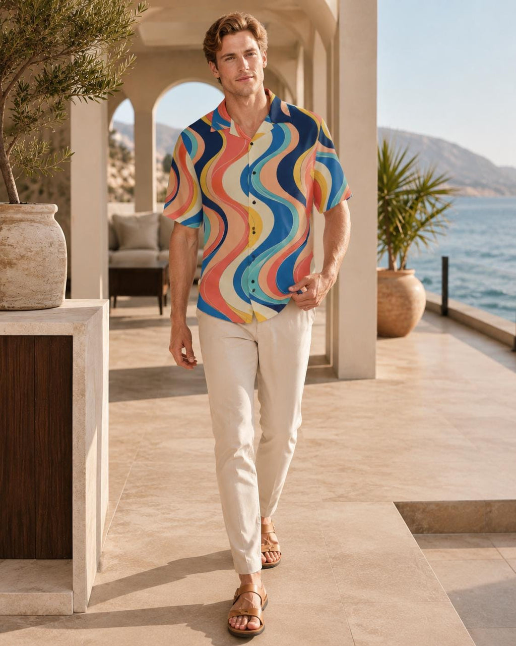 Men’s Lemon Camp Collar Shirt | Mediterranean Resort Wear
