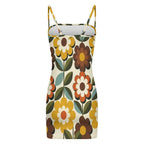Retro Daisy Strappy Mini Dress | 70s Floral Summer Dress