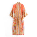 Women's mermaid print long kimono robe