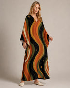 Retro Cosmic Kaftan Dress | Celestial Sun Moon Resort Wear