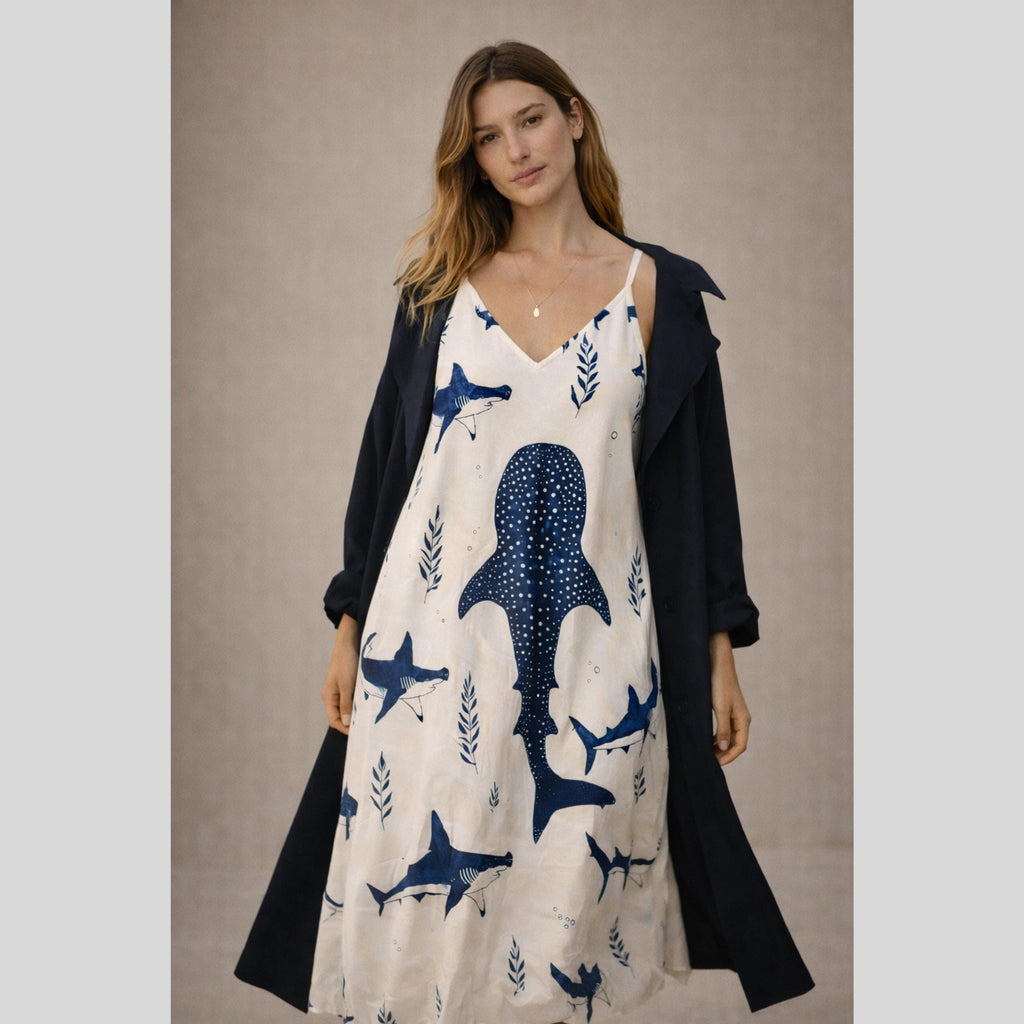 Whale Shark Maxi Dress | Ocean Print Coastal Resort Dress