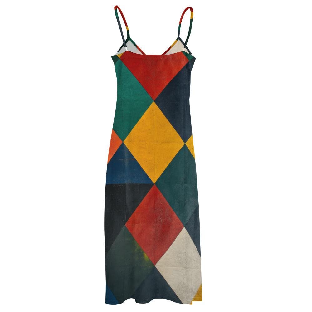 Harlequin Diamond Maxi Dress | Colorful Geometric Boho Dress